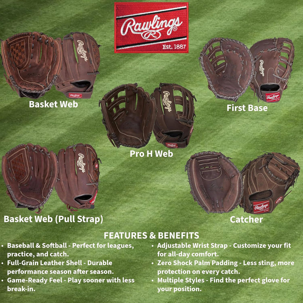 Rawlings Player Preferred Baseball and Slowpitch Softball Gloves